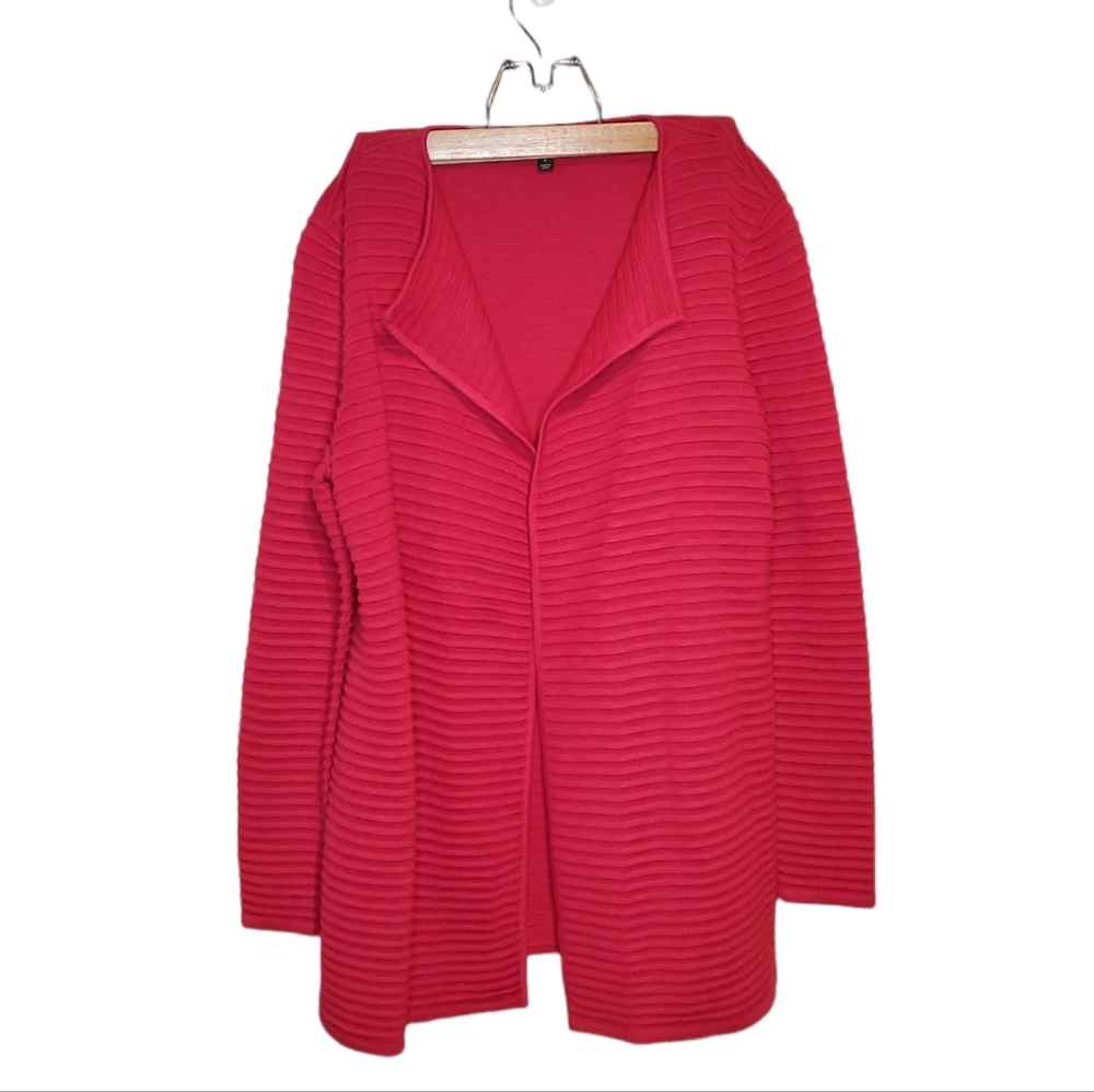 Talbots Fuchsia Open Front Knitted Cardigan Sweat… - image 1